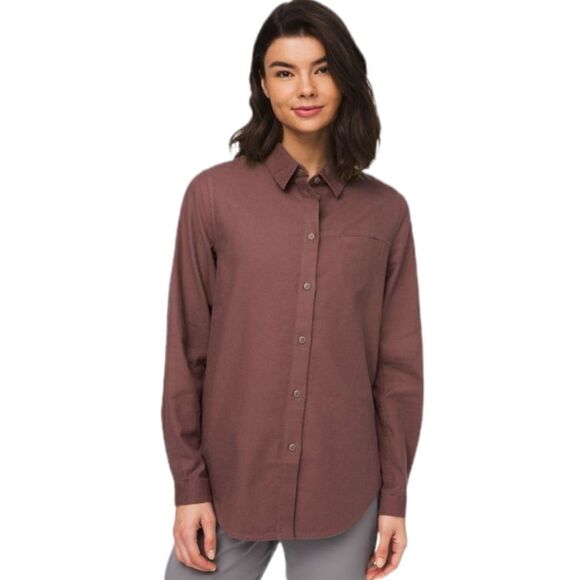 LULULEMON shirt full day ahead antique bark purple‎ flannel button up top 14 - Picture 1 of 10